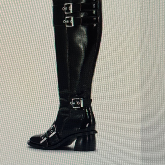 GANNI Buckles Tall Black Patent Boots - Picture 3 of 15